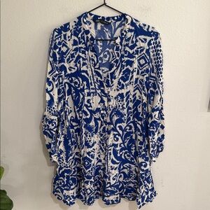 Zara Abstract Blue and White Dress
